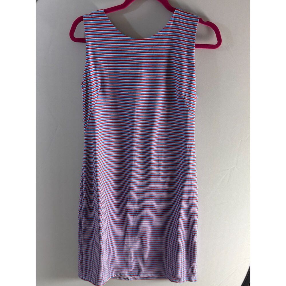 J. McLaughlin Women’s Medium Striped Sleeveless Shift Dress Red White Blue